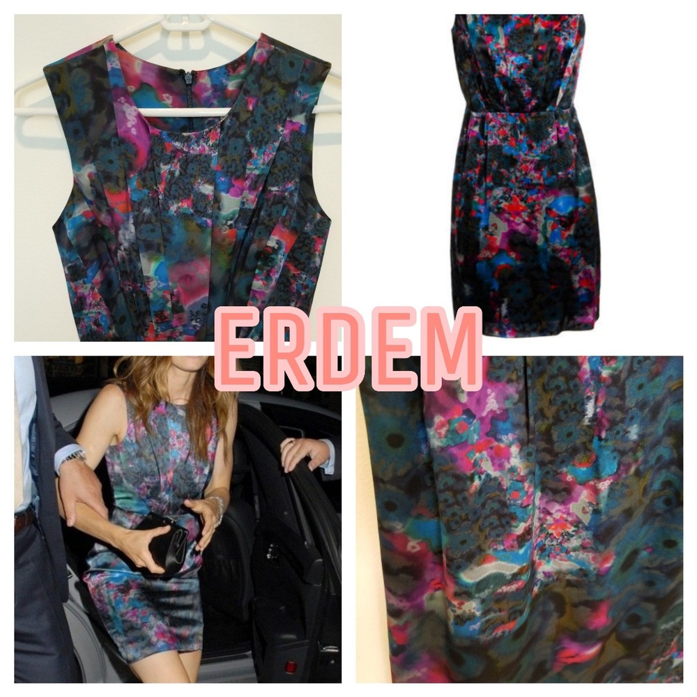 ERDEM Floral Silk Sleeveless Dress